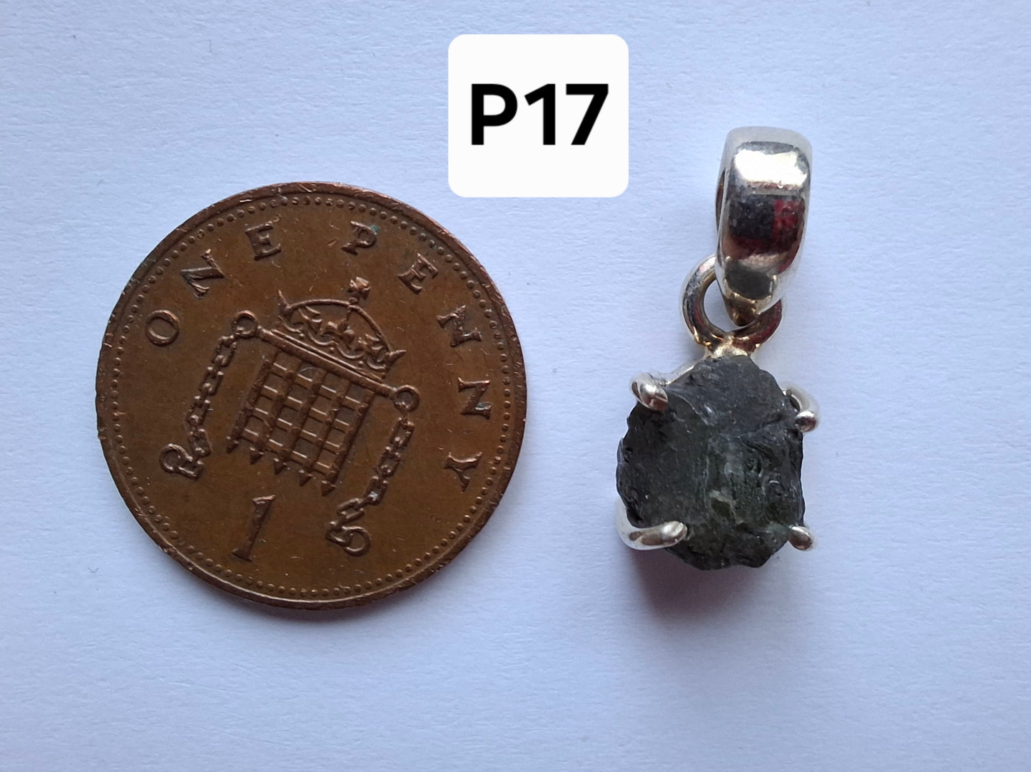 Moldavite Claw Pendant, 925 Silver, Tektite (Ref: P17)