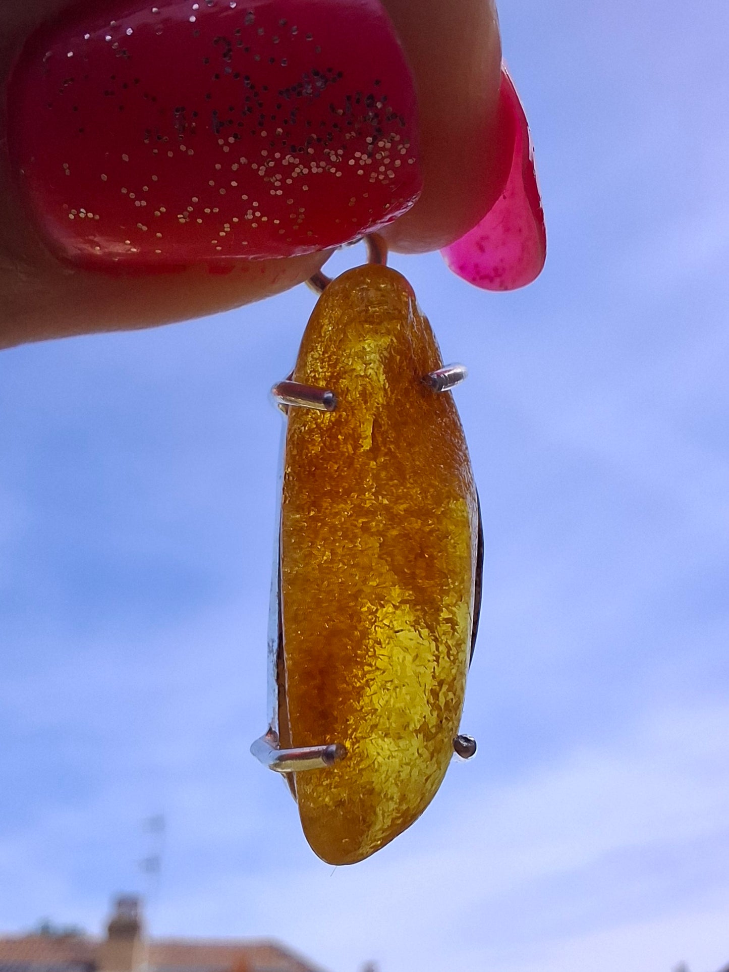 Baltic Amber Pendant, 925 Silver, Fossil (Ref: AP9)