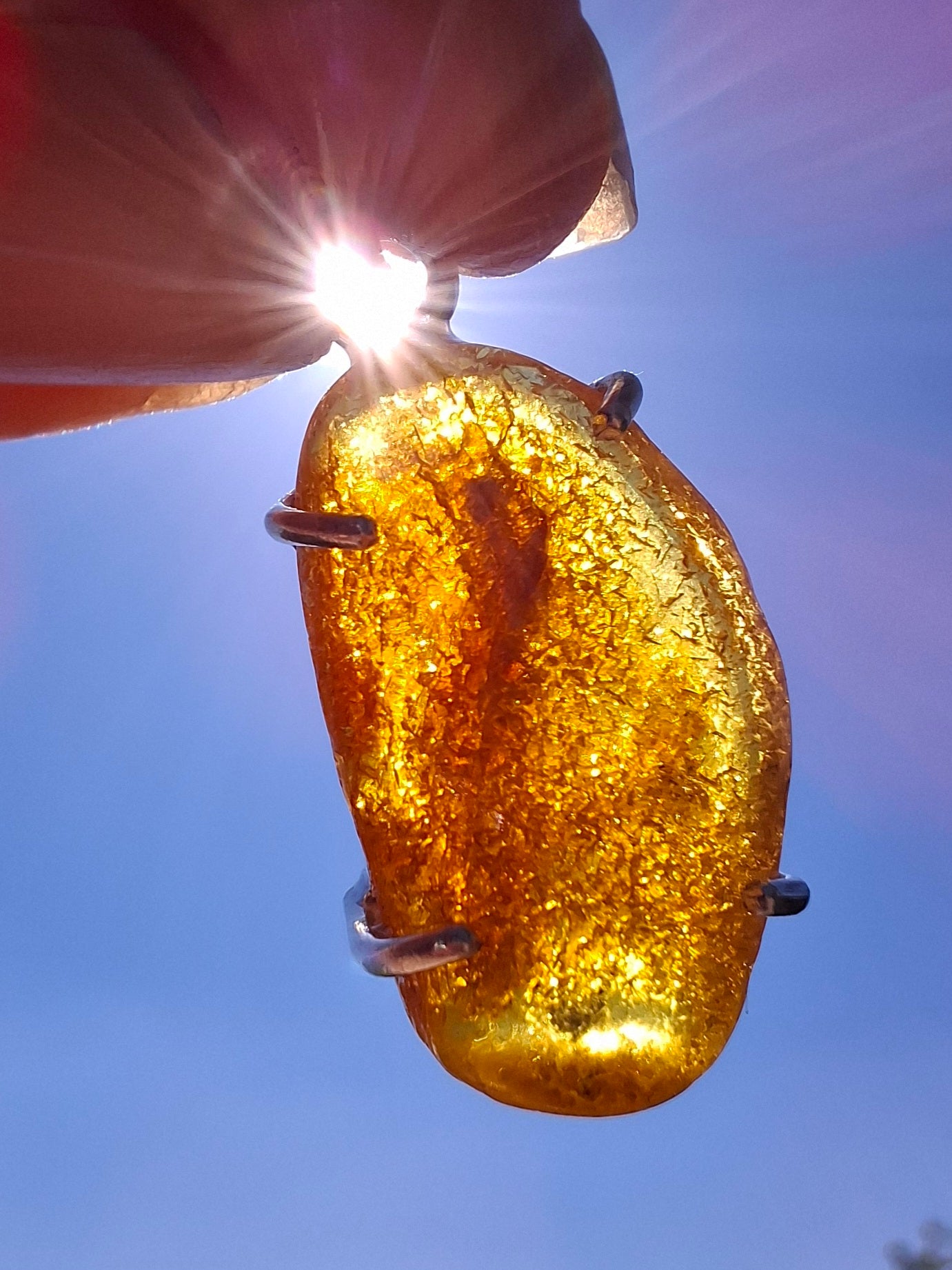 Baltic Amber Pendant, 925 Silver, Fossil (Ref: AP11)