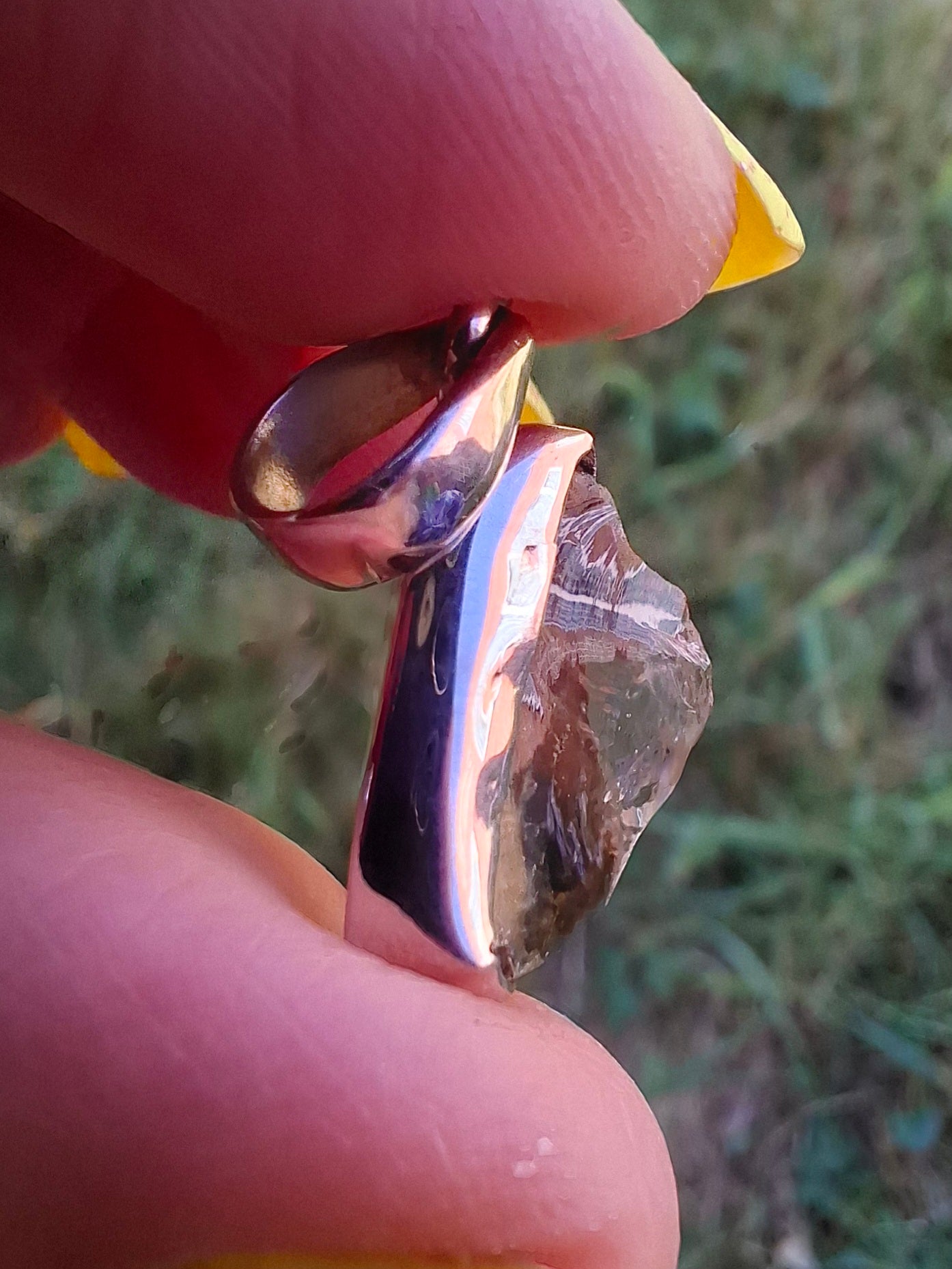 Libyan Desert Glass Pendant, 925 Silver, Tektite (Ref: LP101)