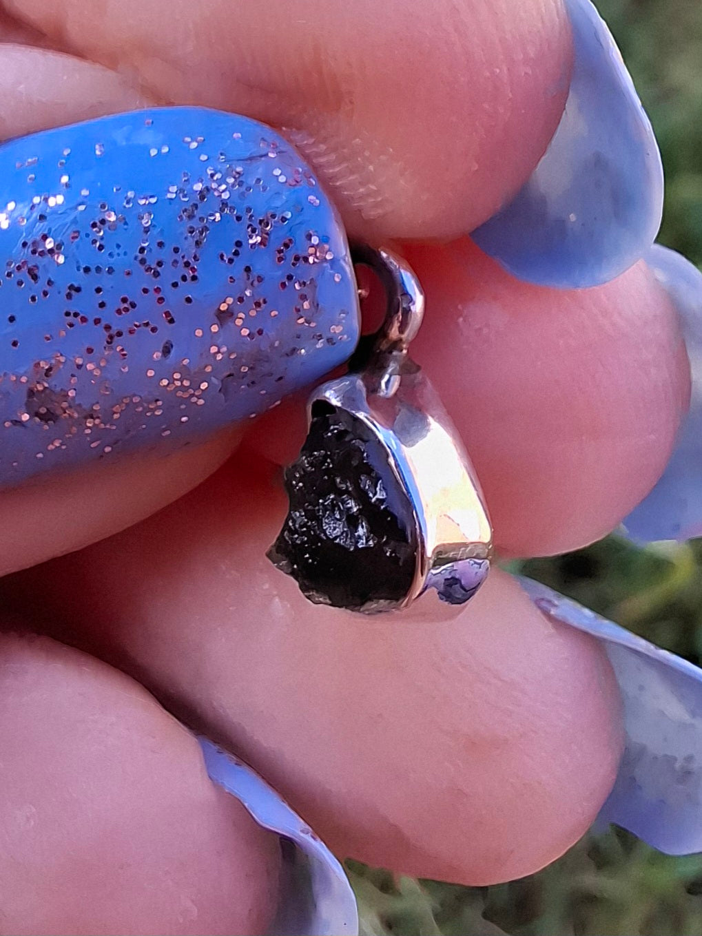 Moldavite Pendant, 925 Silver, Tektite (Ref: P96)