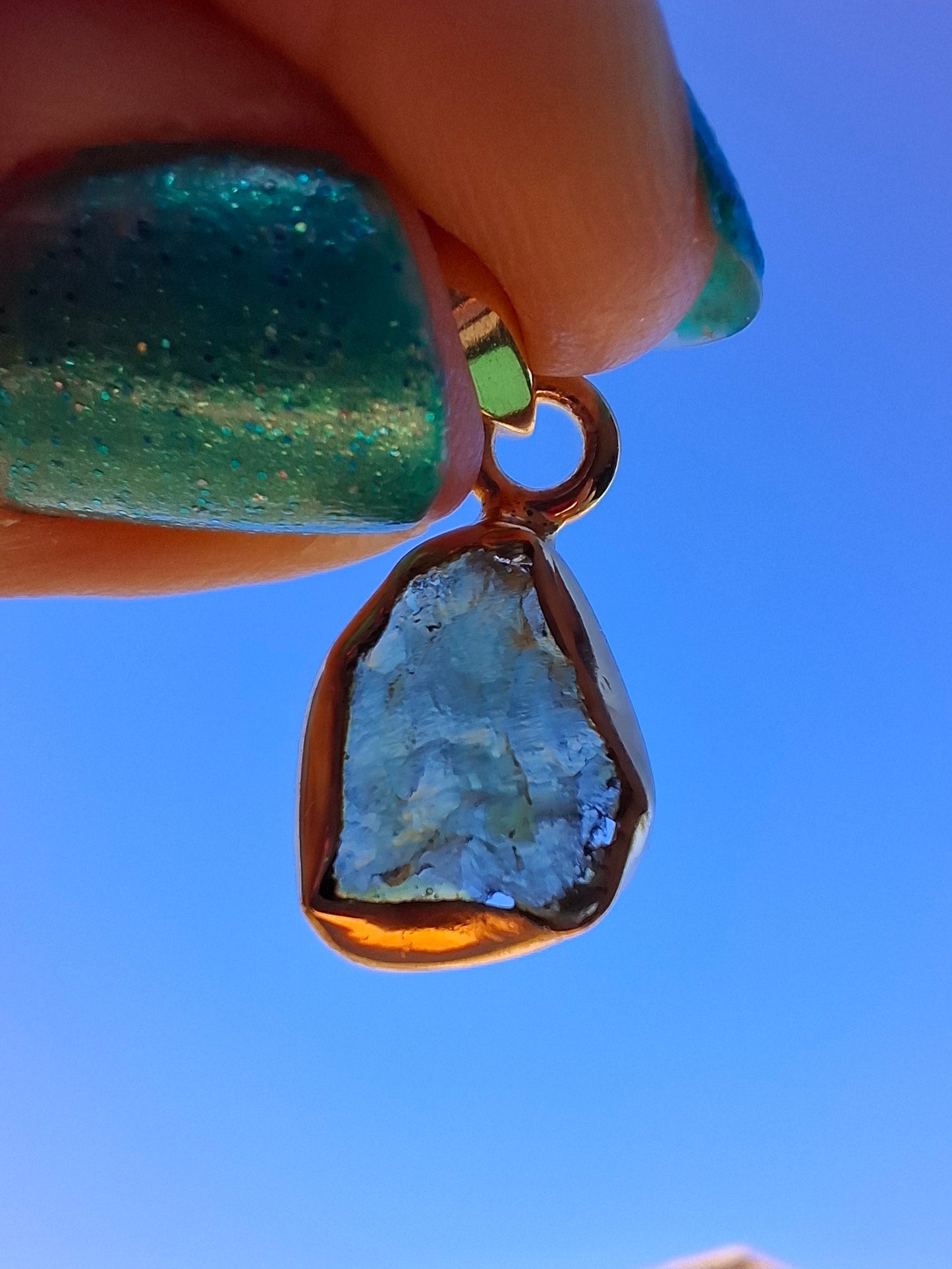 Moldavite Pendant, 14K GOLD Plated, Tektite (Ref: P446)