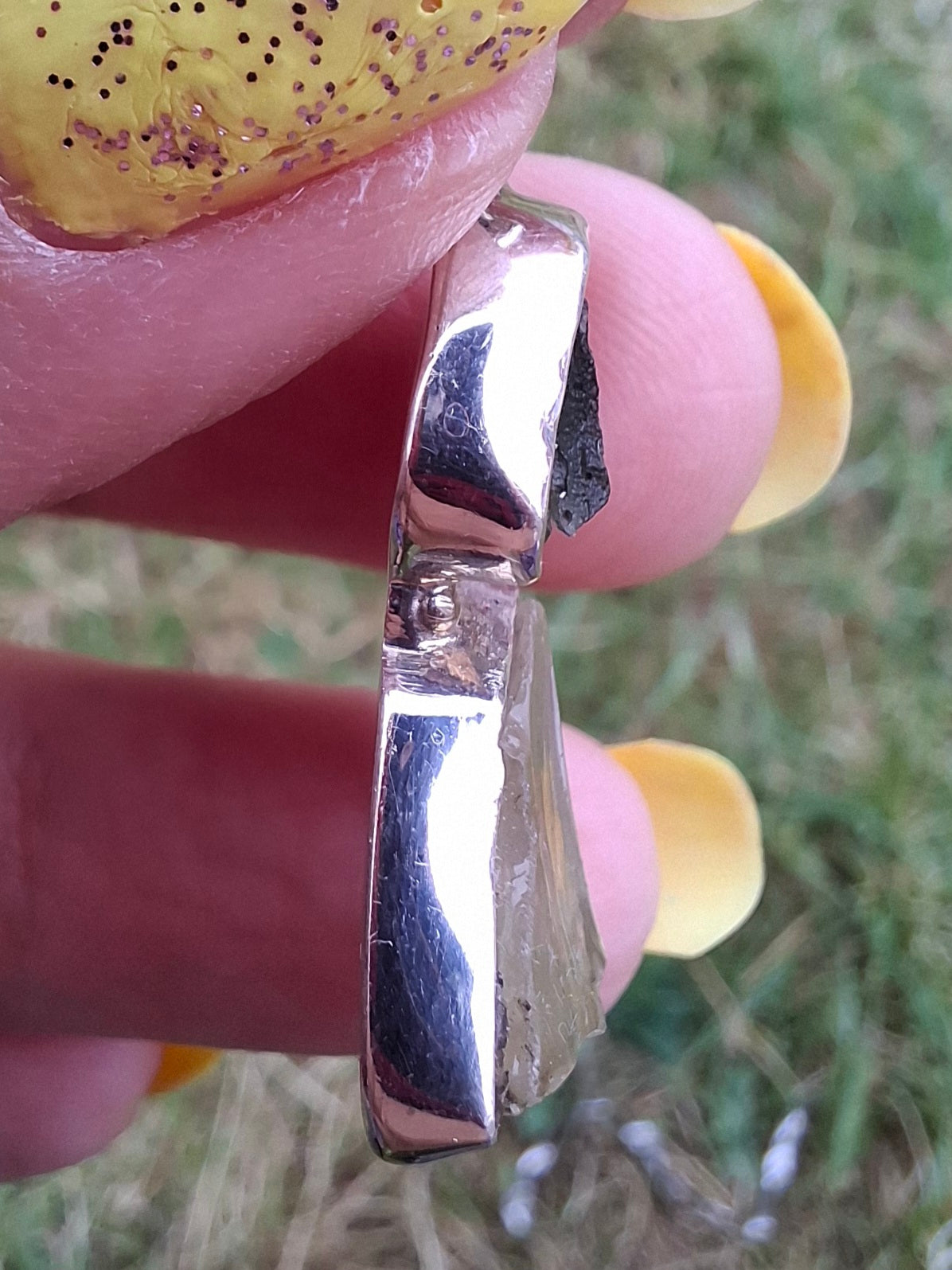 Moldavite & Libyan Desert Glass Pendant, 925 Silver, Tektite (Ref: MLP19)