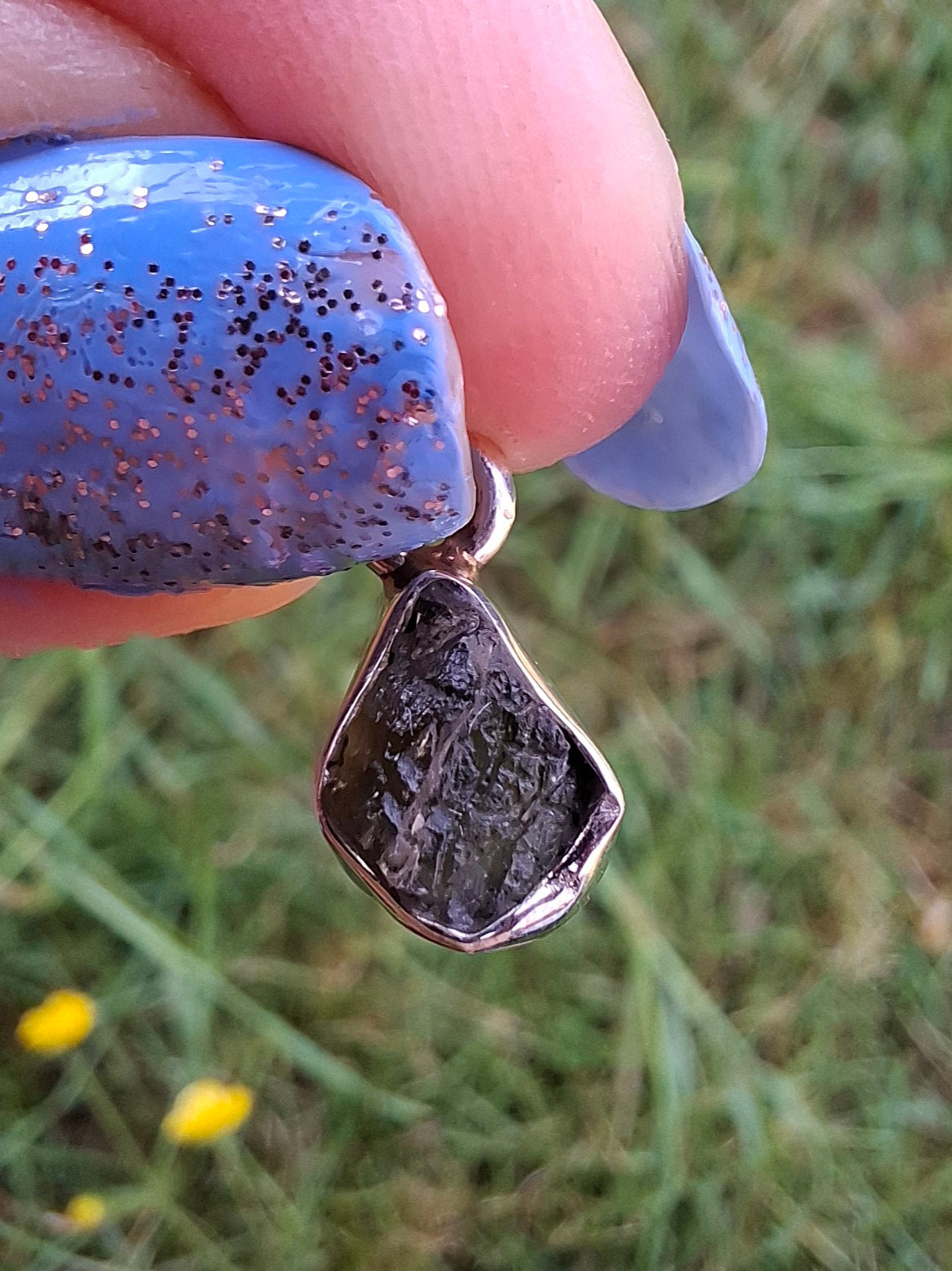Moldavite Pendant, 925 Silver, Tektite (Ref: P29)