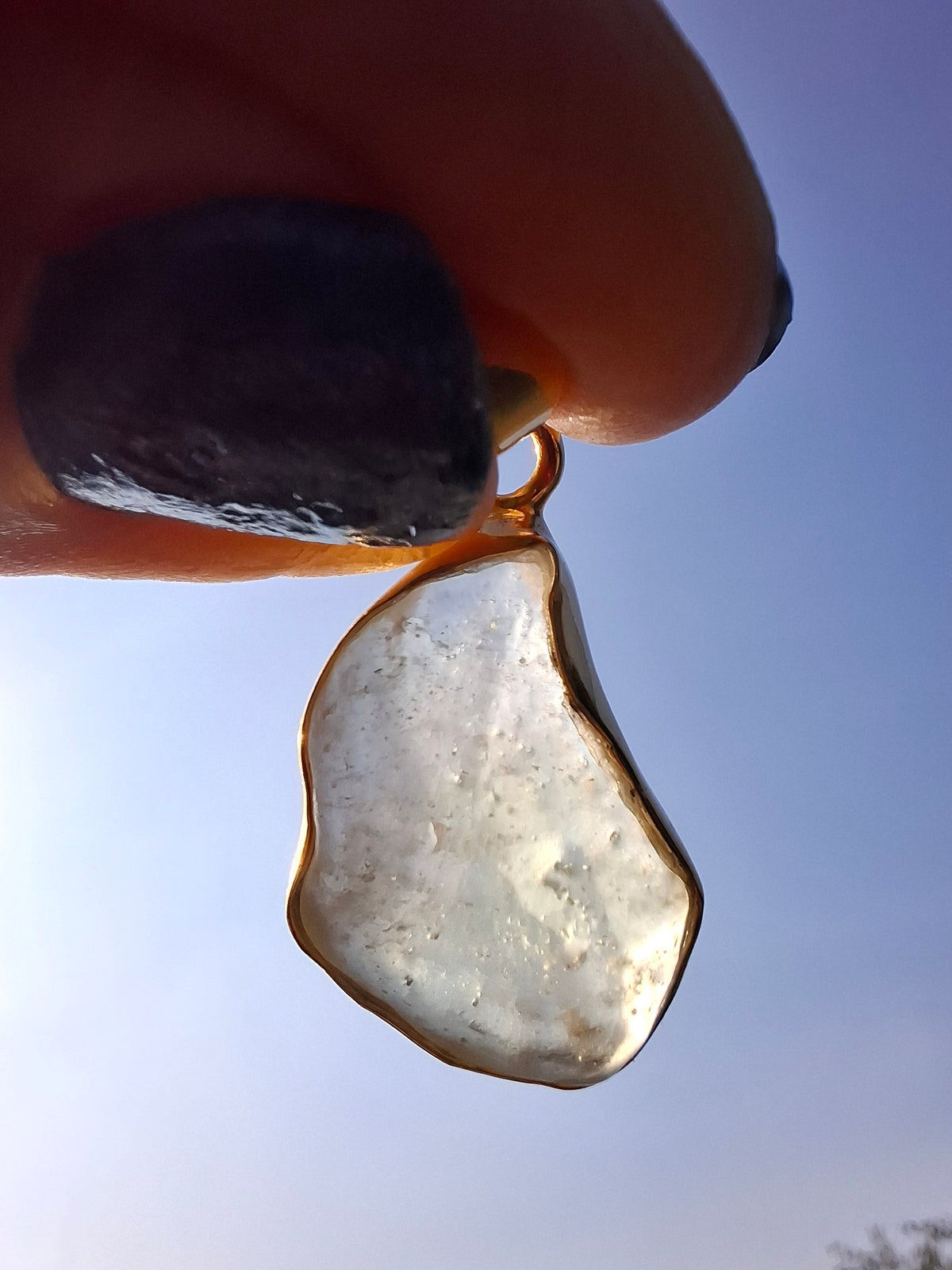 Libyan Desert Glass Pendant, 14K GOLD Plated, Tektite (Ref: LP115)