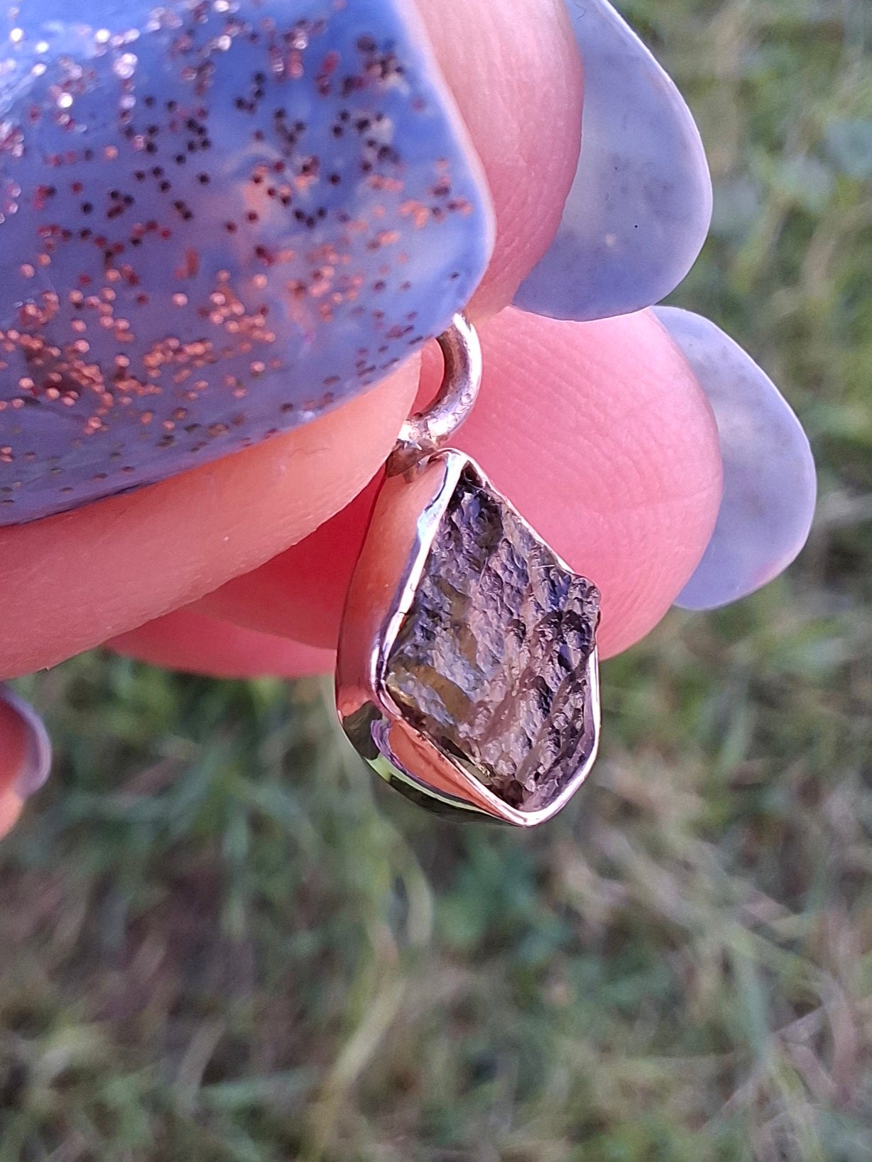Moldavite Pendant, 925 Silver, Tektite (Ref: P88)