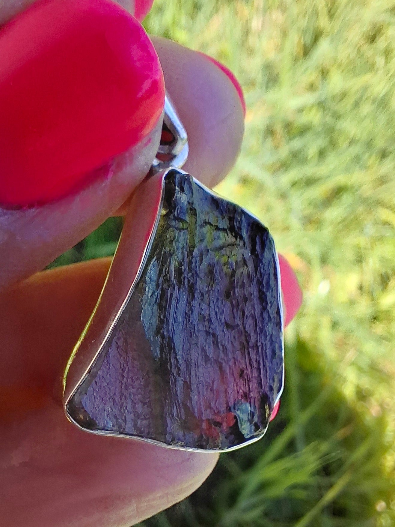 Moldavite Pendant, 925 Silver, Tektite (Ref: P432)