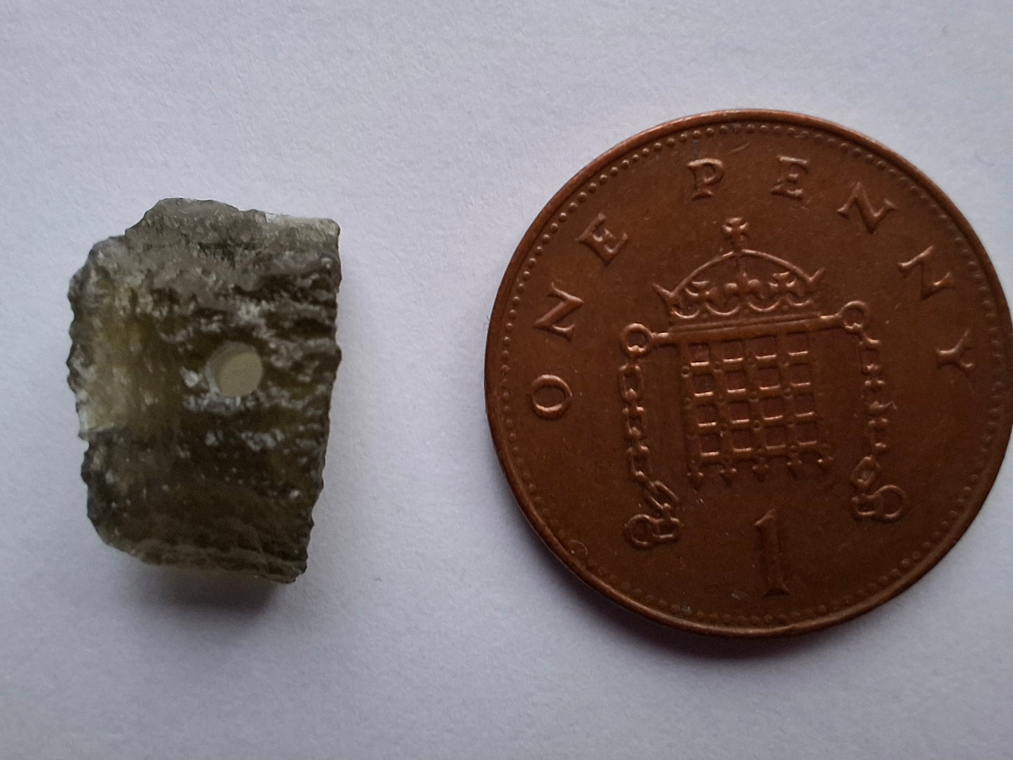 DRILLED, Moldavite Piece, 0.77g, Tektite (Ref: D29)