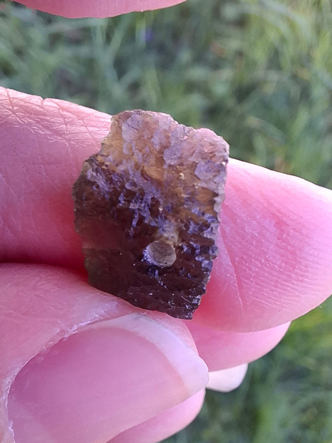 DRILLED, Moldavite Piece, 0.77g, Tektite (Ref: D29)