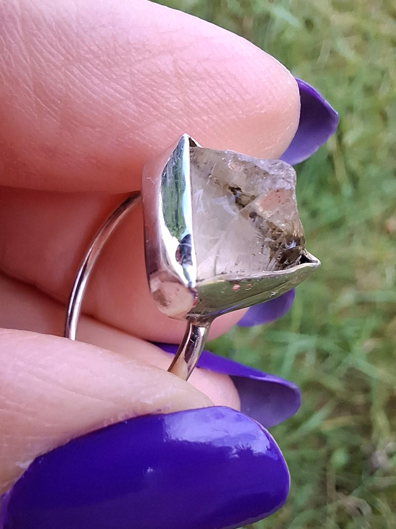 Libyan Desert Glass Ring, size large J/small K, 925 Silver, Tektite (Ref: LR11)