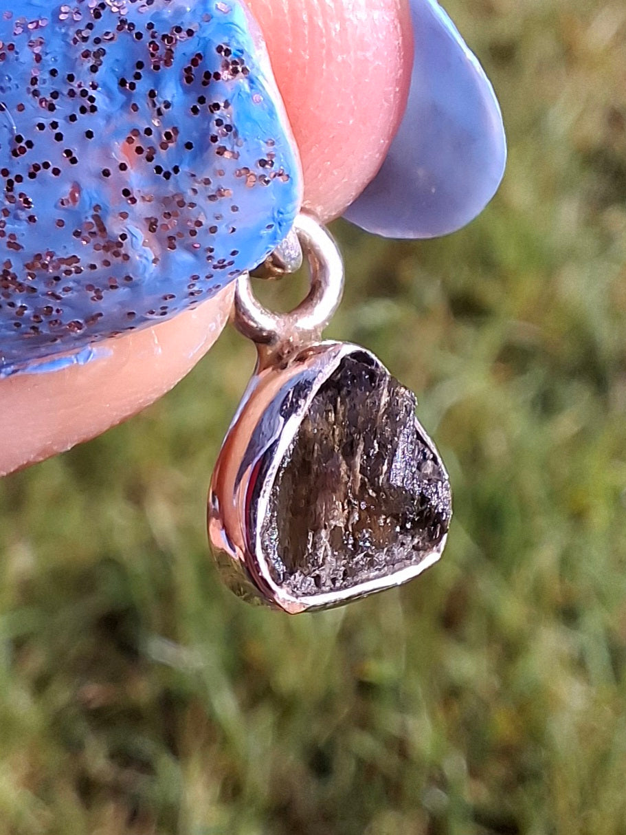 Moldavite Pendant, 925 Silver, Tektite (Ref: P57)
