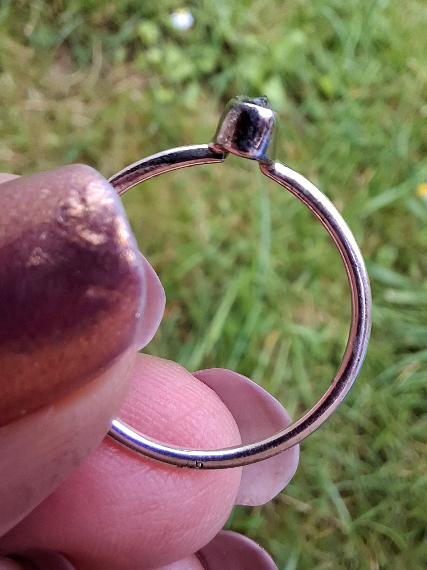 Moldavite Ring, size small P, 925 Silver, Tektite (Ref: R42)
