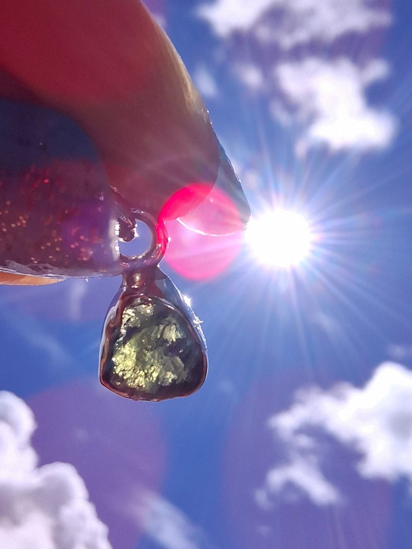 Moldavite Pendant, 925 Silver, Tektite (Ref: P96)