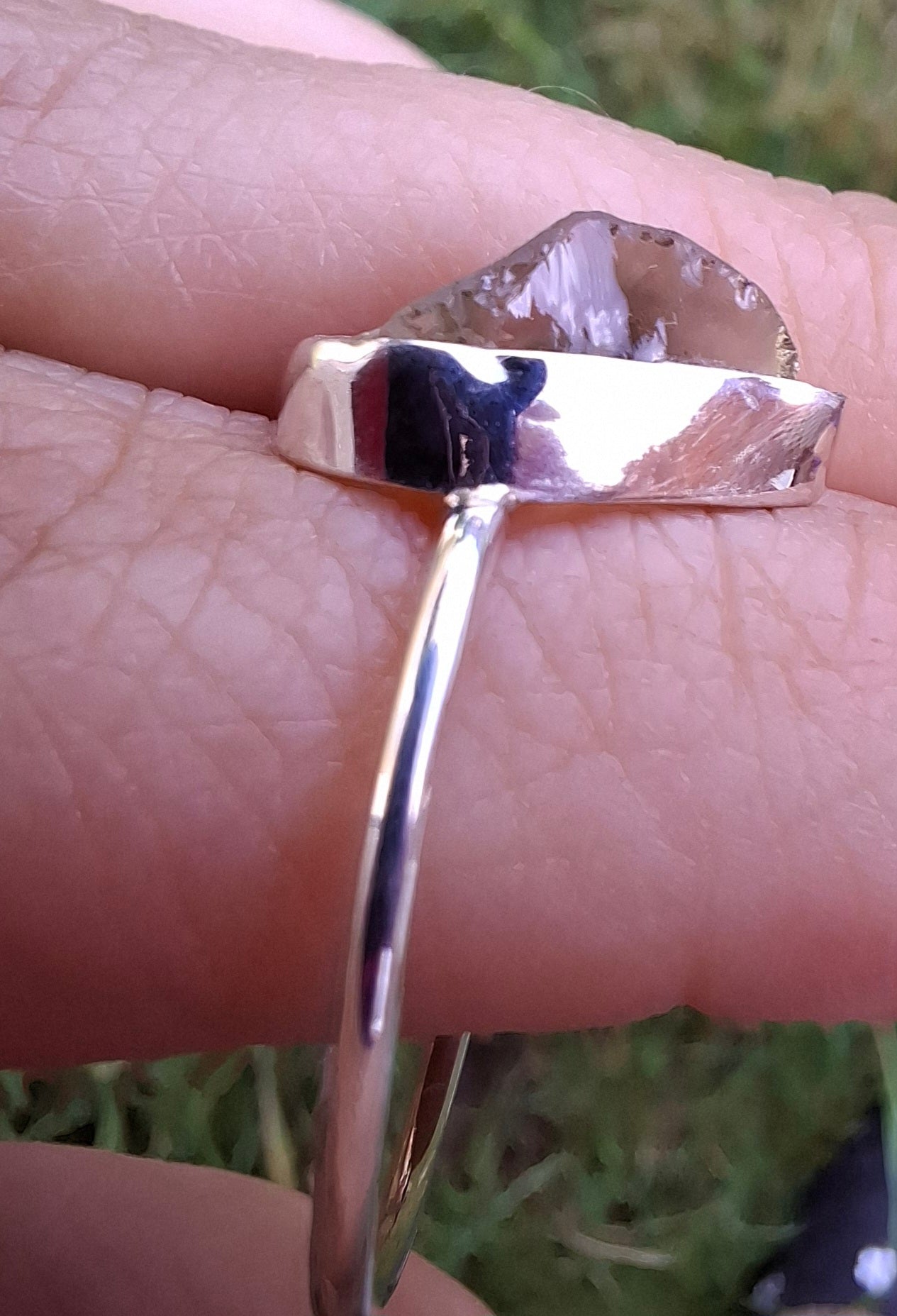Libyan Desert Glass Ring, size large V, 925 Silver, Tektite (Ref: LR57)