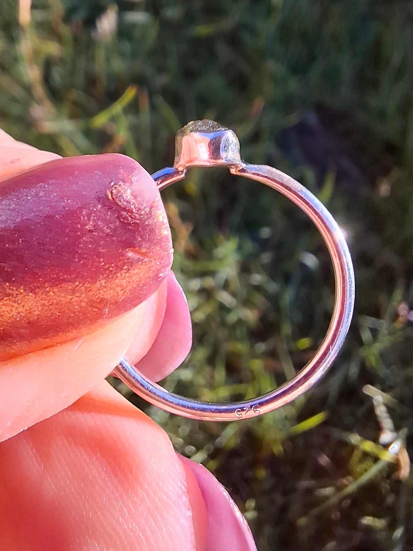 Moldavite Ring, size large L, 925 Silver, Tektite (Ref: R49)