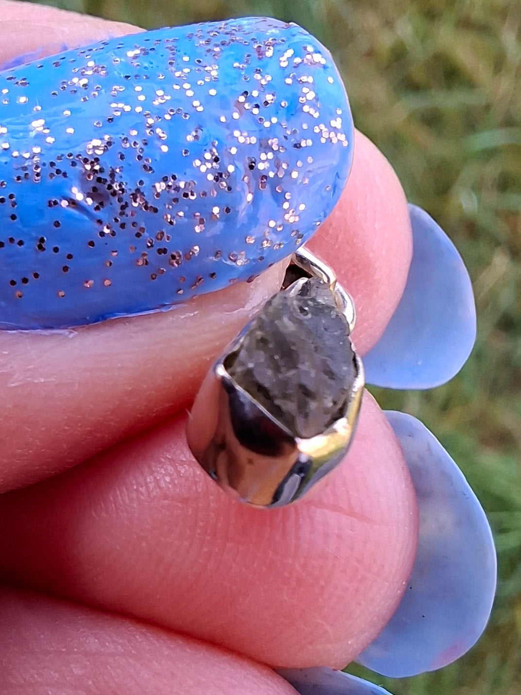 Moldavite Pendant, 925 Silver, Tektite (Ref: P32)