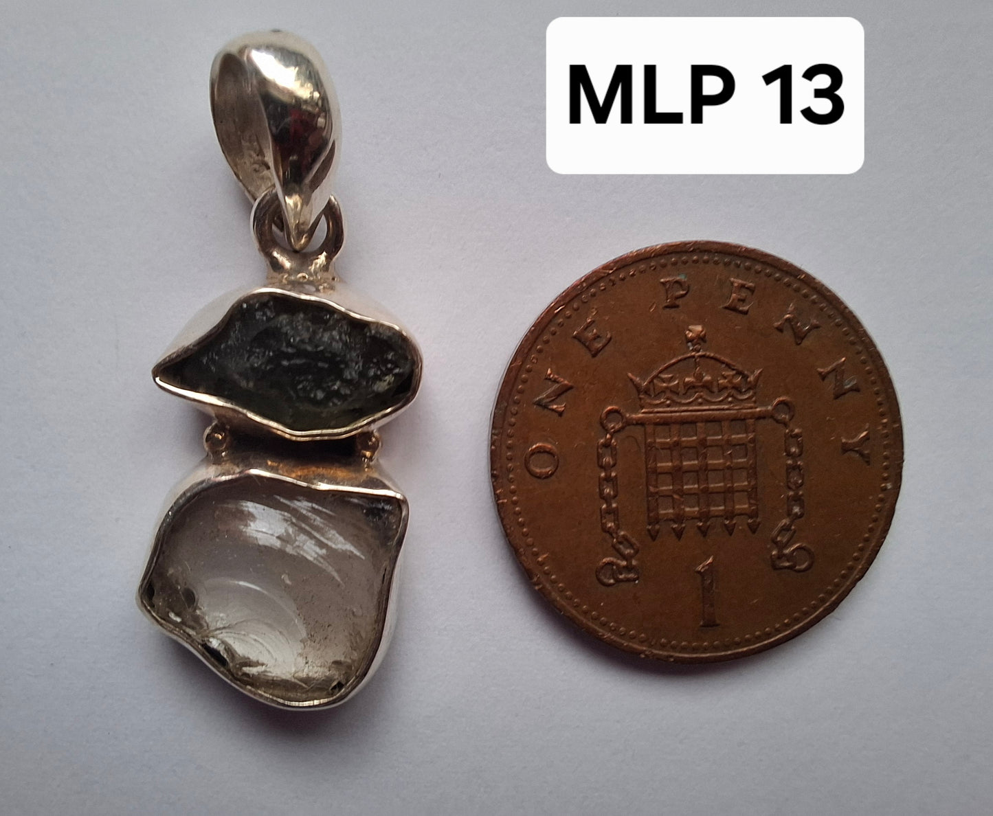 Moldavite & Libyan Desert Glass Pendant, 925 Silver, Tektite (Ref: MLP13)