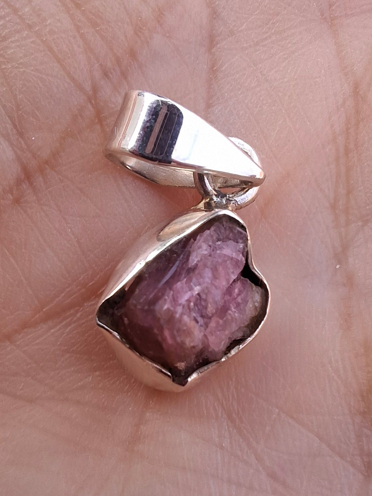 Pink Tourmaline Pendant, 925 Silver, Crystal (Ref: PT73)