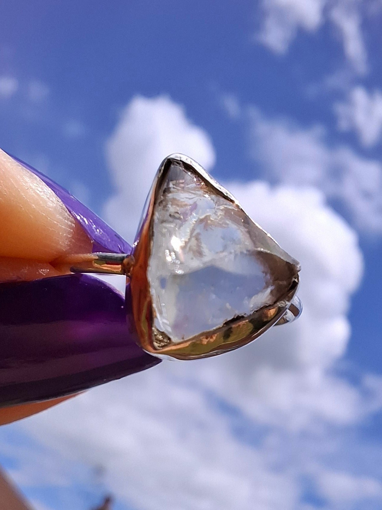 Libyan Desert Glass Ring, size small M, 925 Silver, Tektite (Ref: LR19)