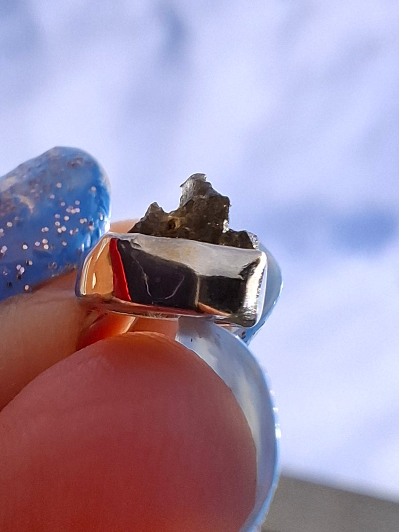 Moldavite Pendant, 925 Silver, Tektite (Ref: P50)