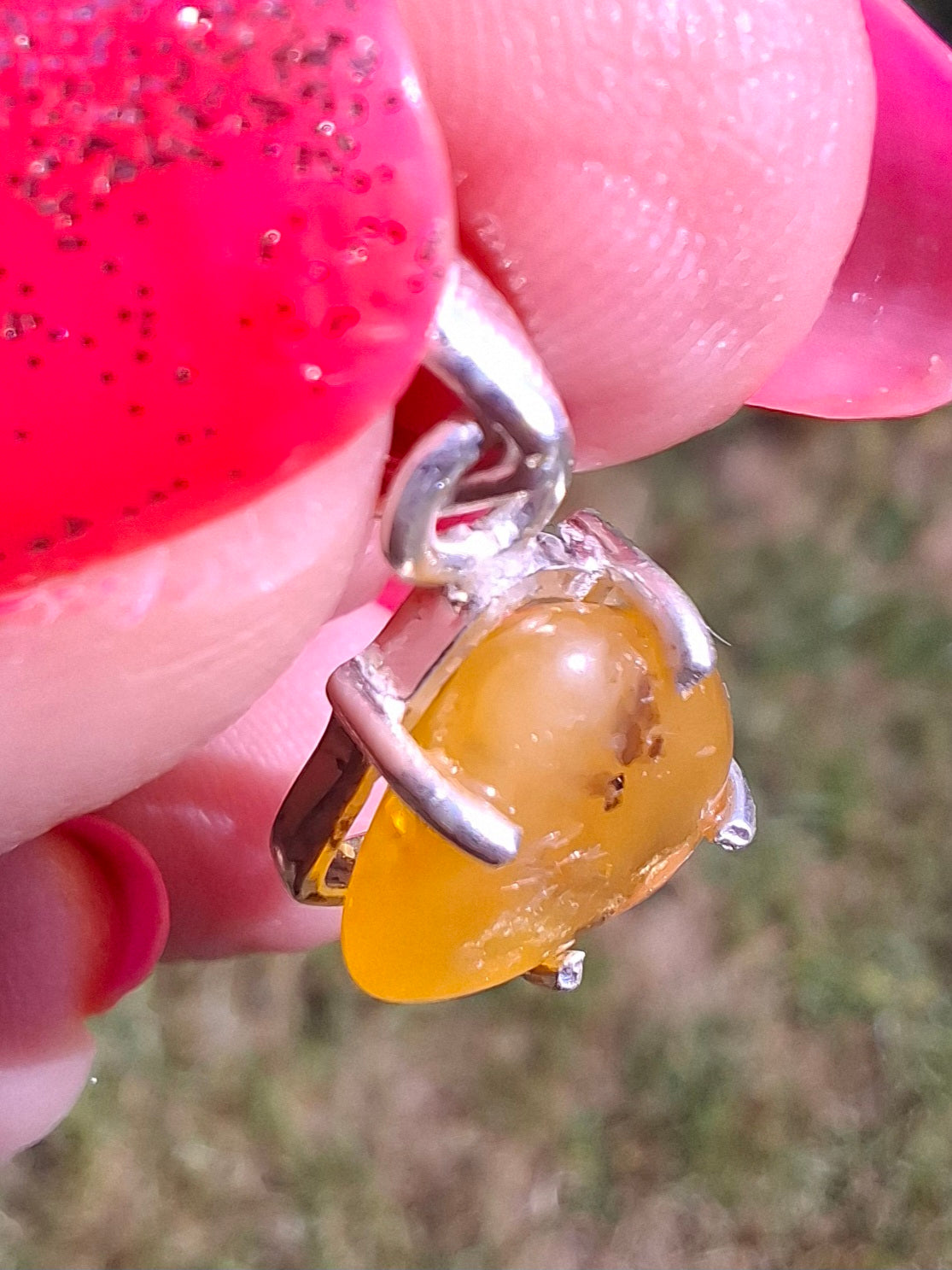 Baltic Amber Pendant, 925 Silver, Fossil (Ref: AP20)