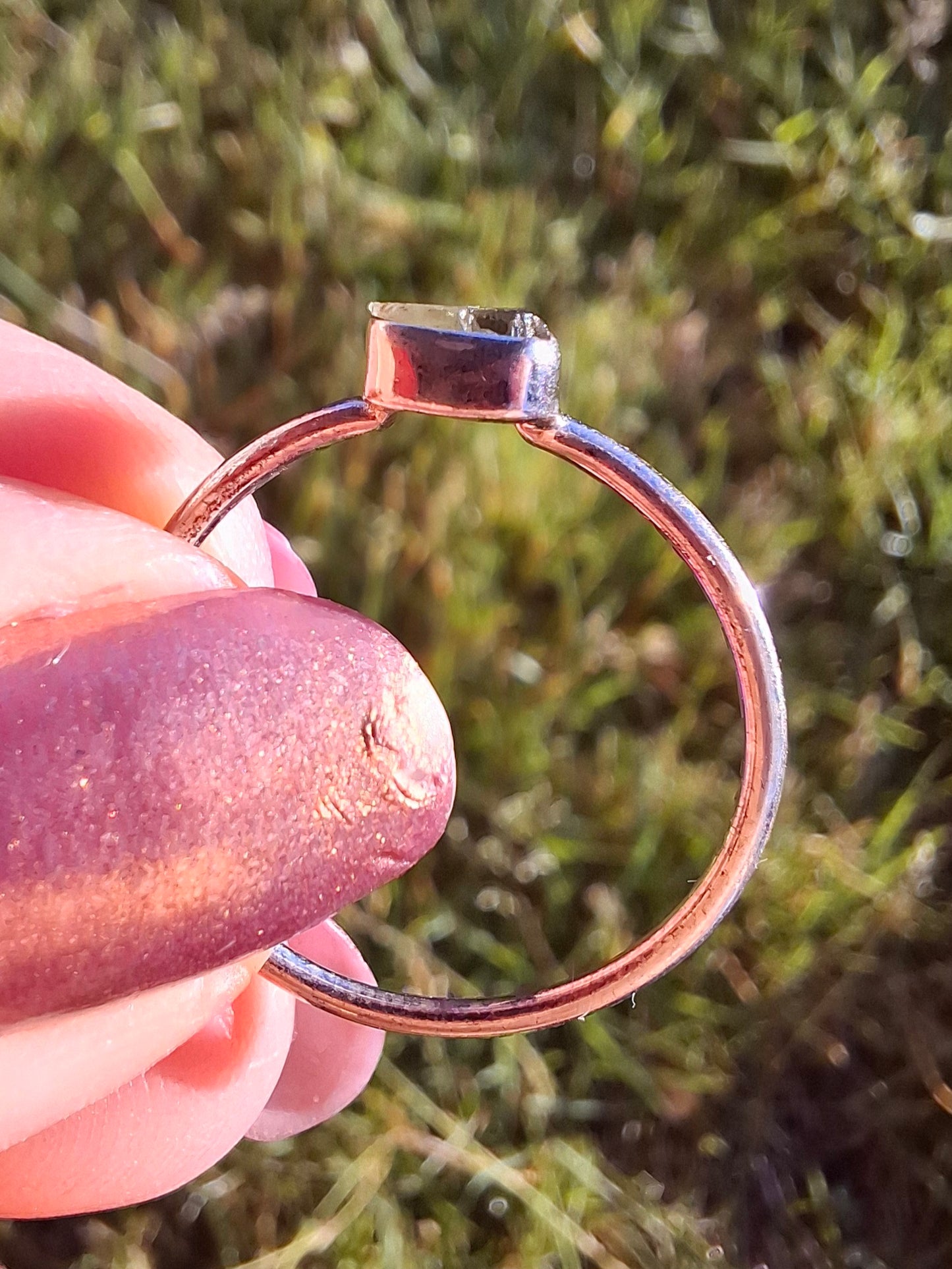 Moldavite Ring, size large R/small S, 925 Silver, Tektite (Ref: R67)