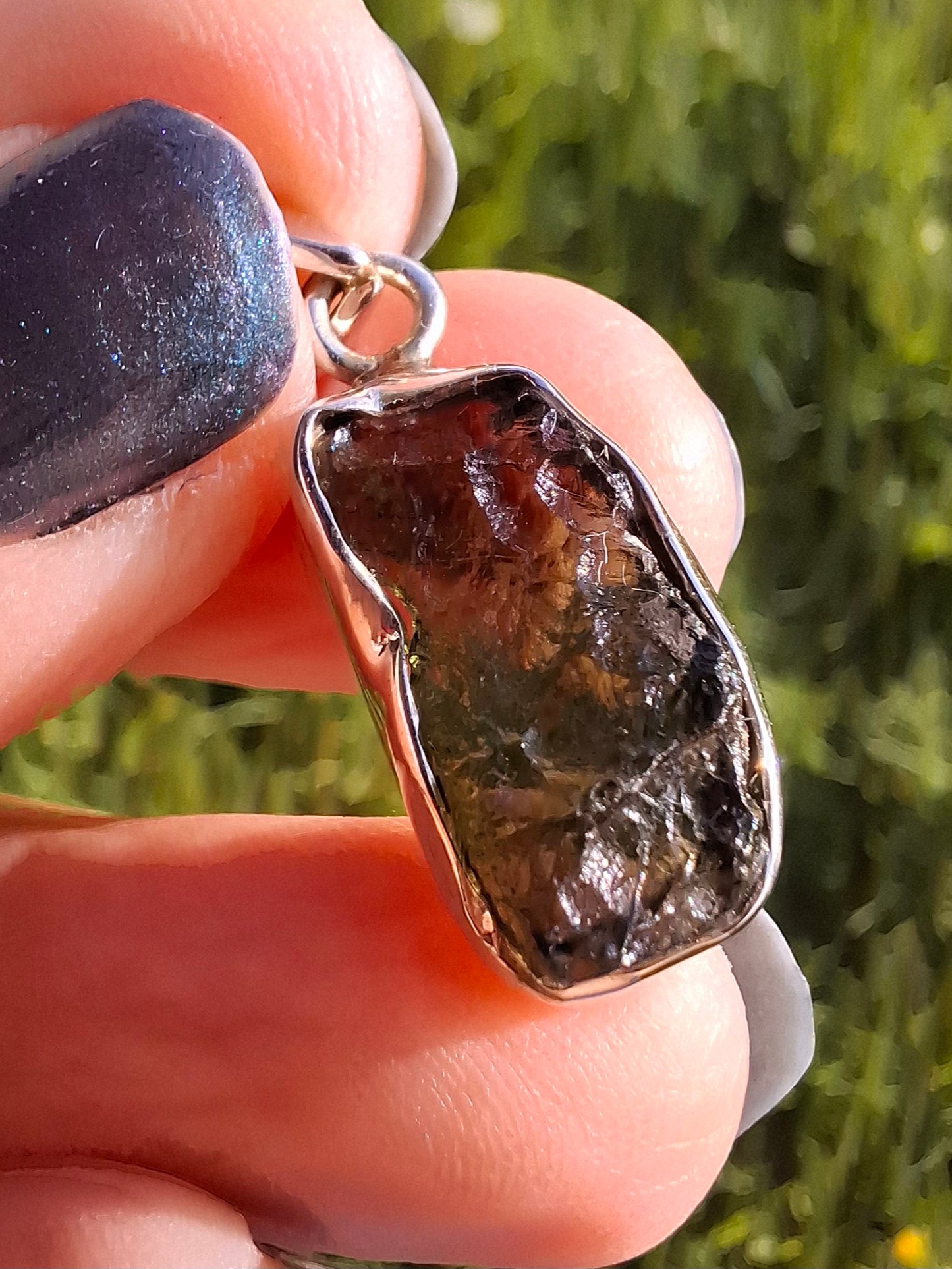 Moldavite Pendant, 925 Silver, Tektite (Ref: P16)