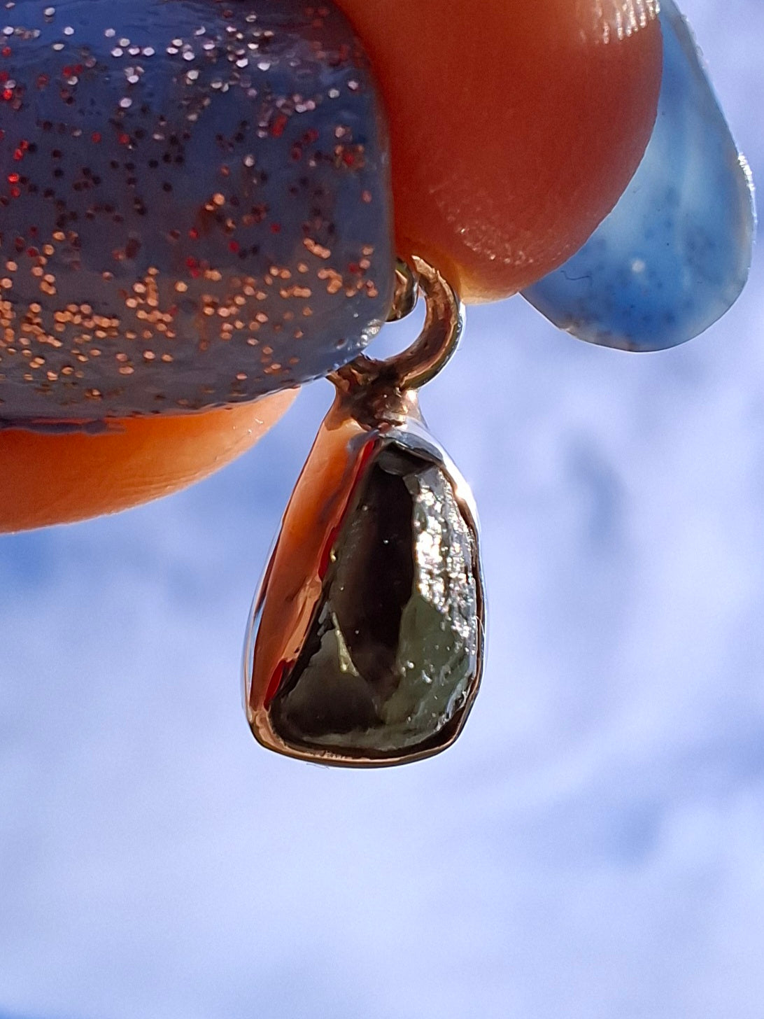 Moldavite Pendant, 925 Silver, Tektite (Ref: P51)
