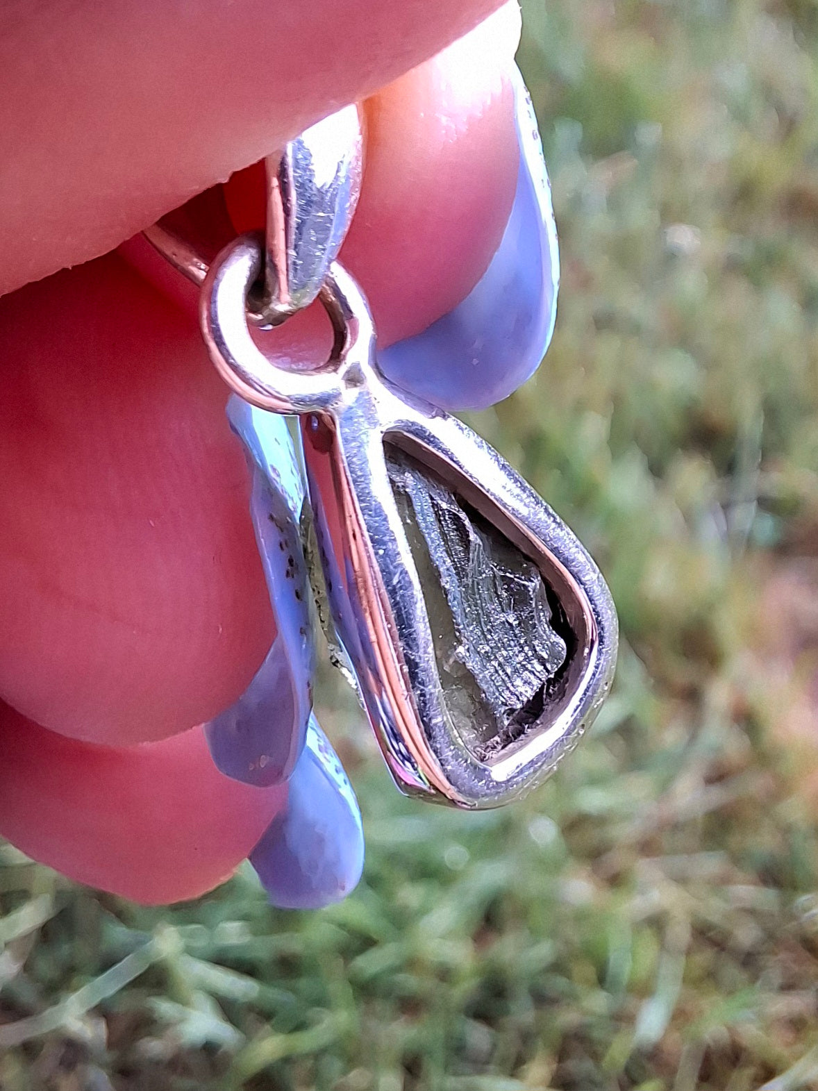 Moldavite Pendant, 925 Silver, Tektite (Ref: P30)