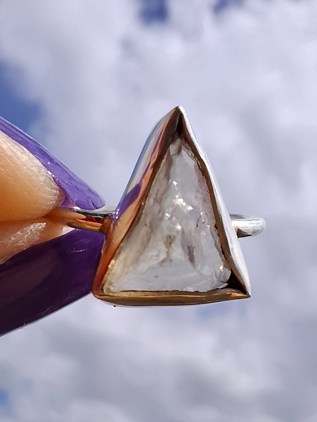 Libyan Desert Glass Ring, size large J/small K, 925 Silver, Tektite (Ref: LR11)