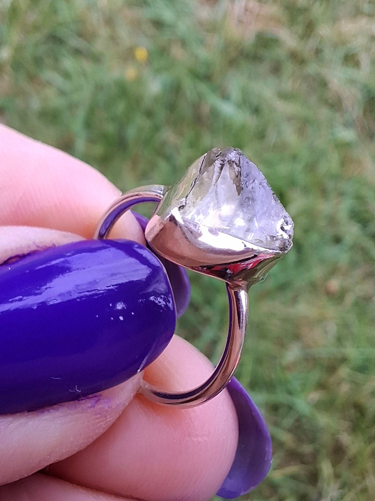 Libyan Desert Glass Ring, size large G, 925 Silver, Tektite (Ref: LR2)