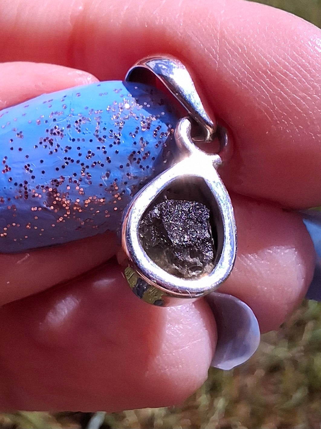 Moldavite Pendant, 925 Silver, Tektite (Ref: P78)