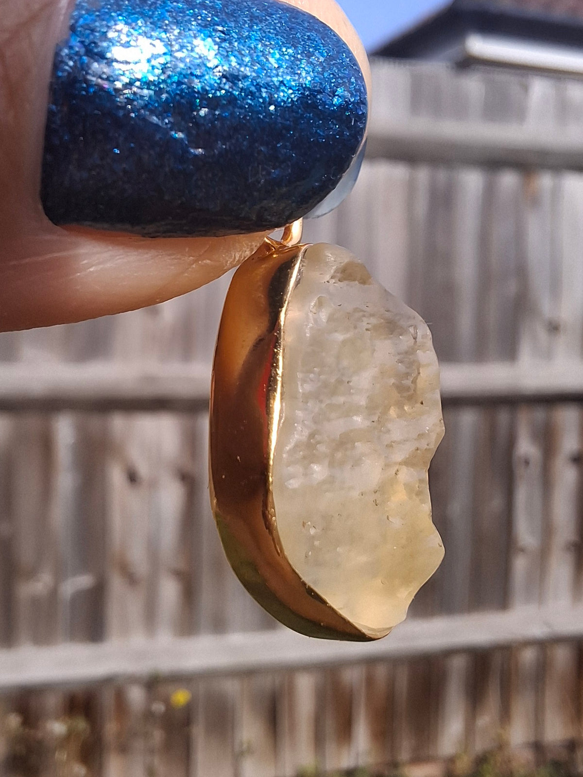 Libyan Desert Glass Pendant, 14K GOLD Plated, Tektite (Ref: LP124)
