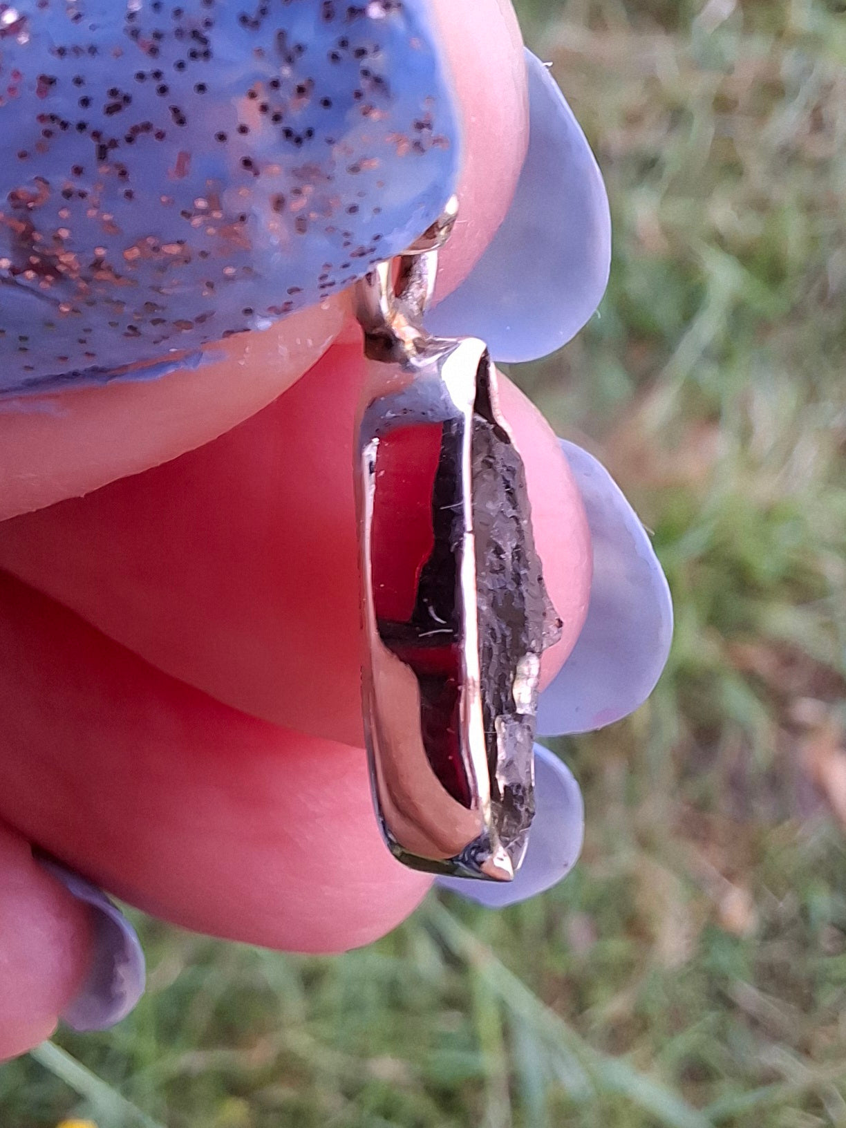 Moldavite Pendant, 925 Silver, Tektite (Ref: P43)
