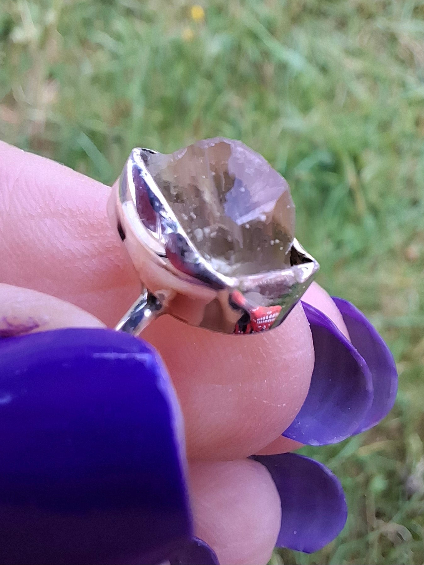 Libyan Desert Glass Ring, size large K/small L, 925 Silver, Tektite (Ref: LR17)