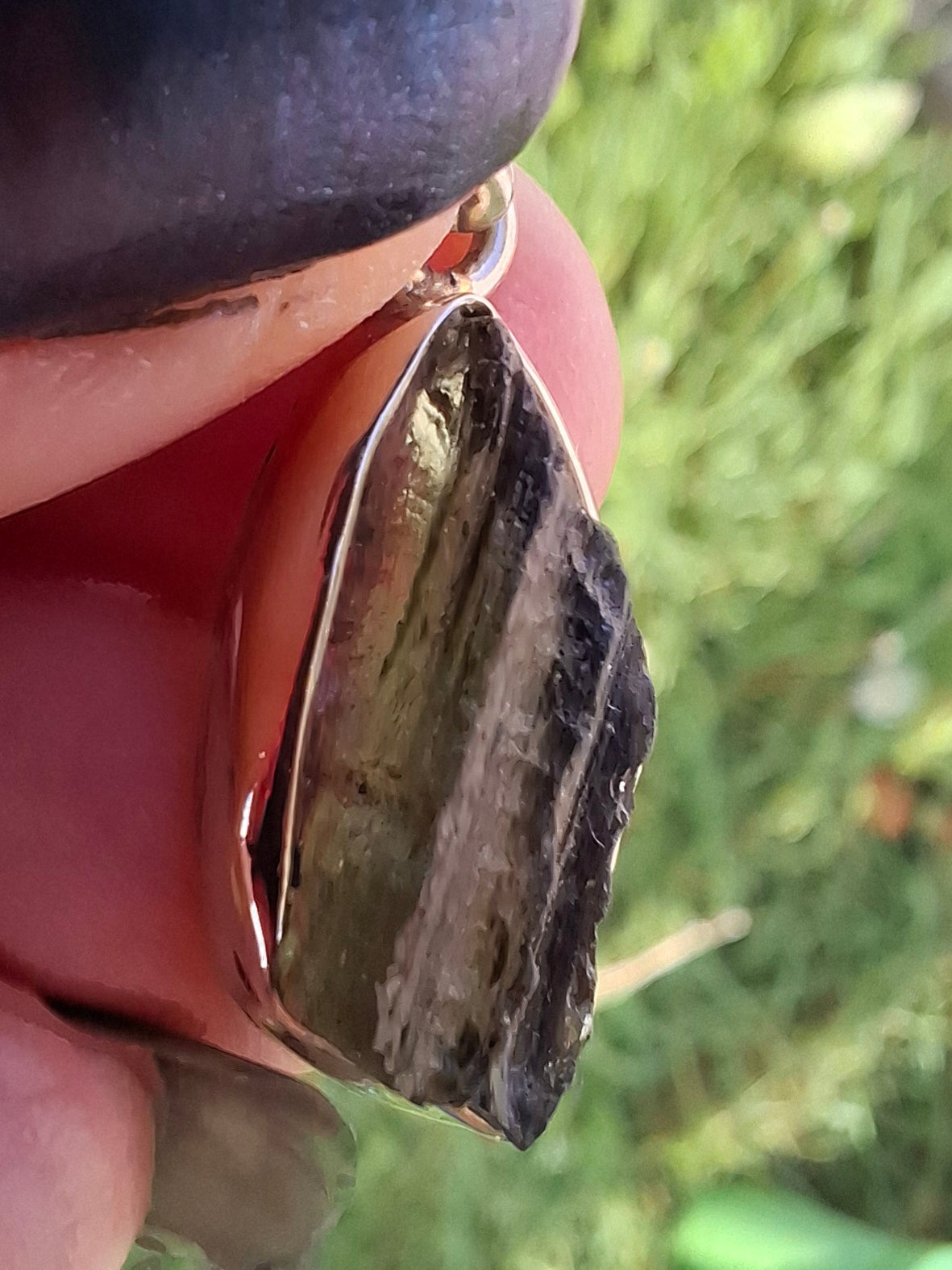 Moldavite Pendant, 925 Silver, Tektite (Ref: P13)