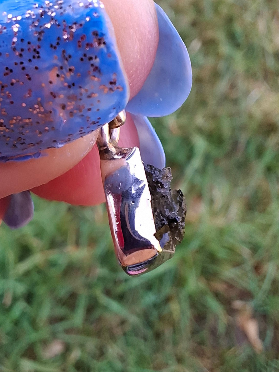 Moldavite Pendant, 925 Silver, Tektite (Ref: P37)