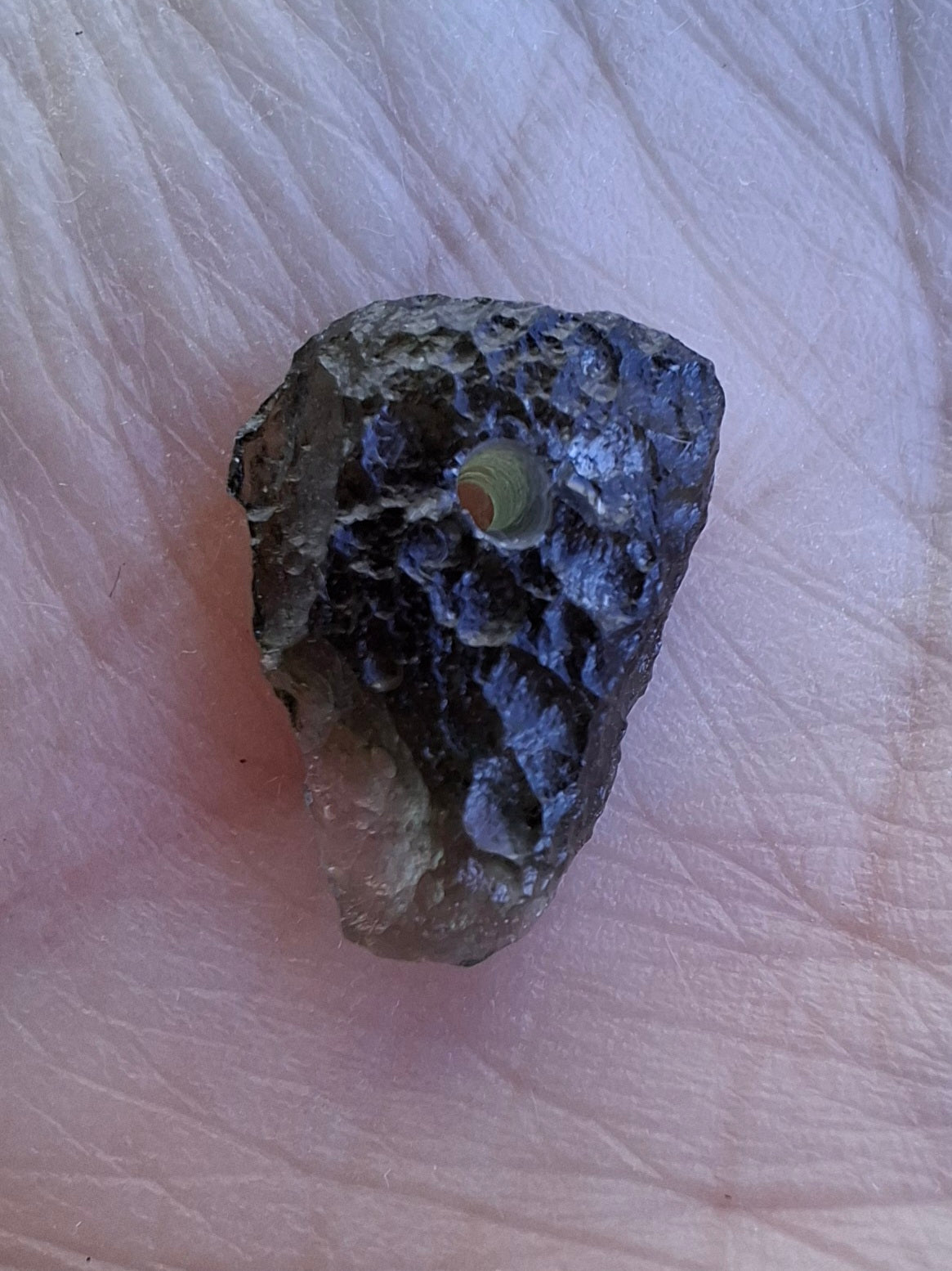 DRILLED, Moldavite Piece, 1.07g, Tektite (Ref: D30)