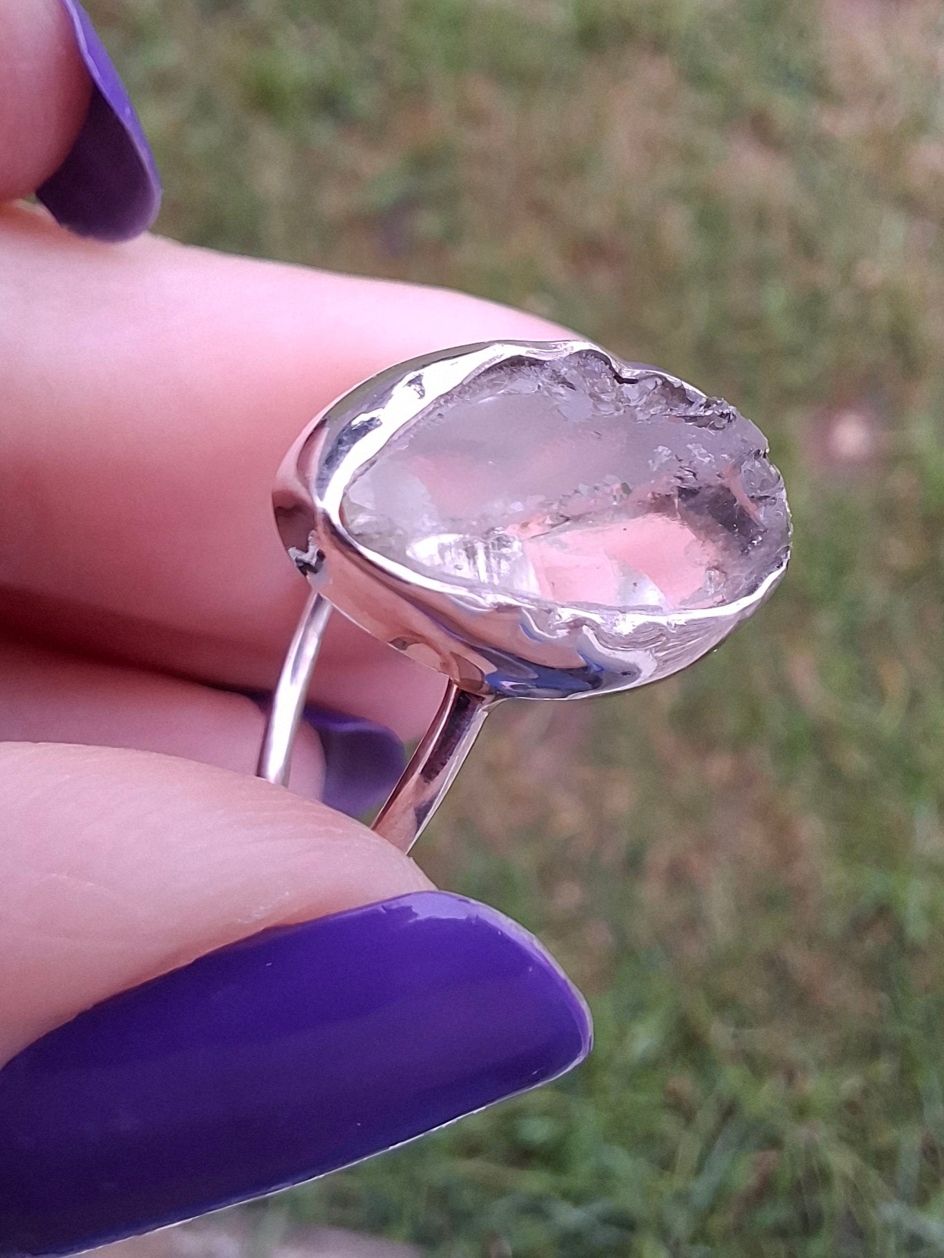 Libyan Desert Glass Ring, size large P, 925 Silver, Tektite (Ref: LR34)