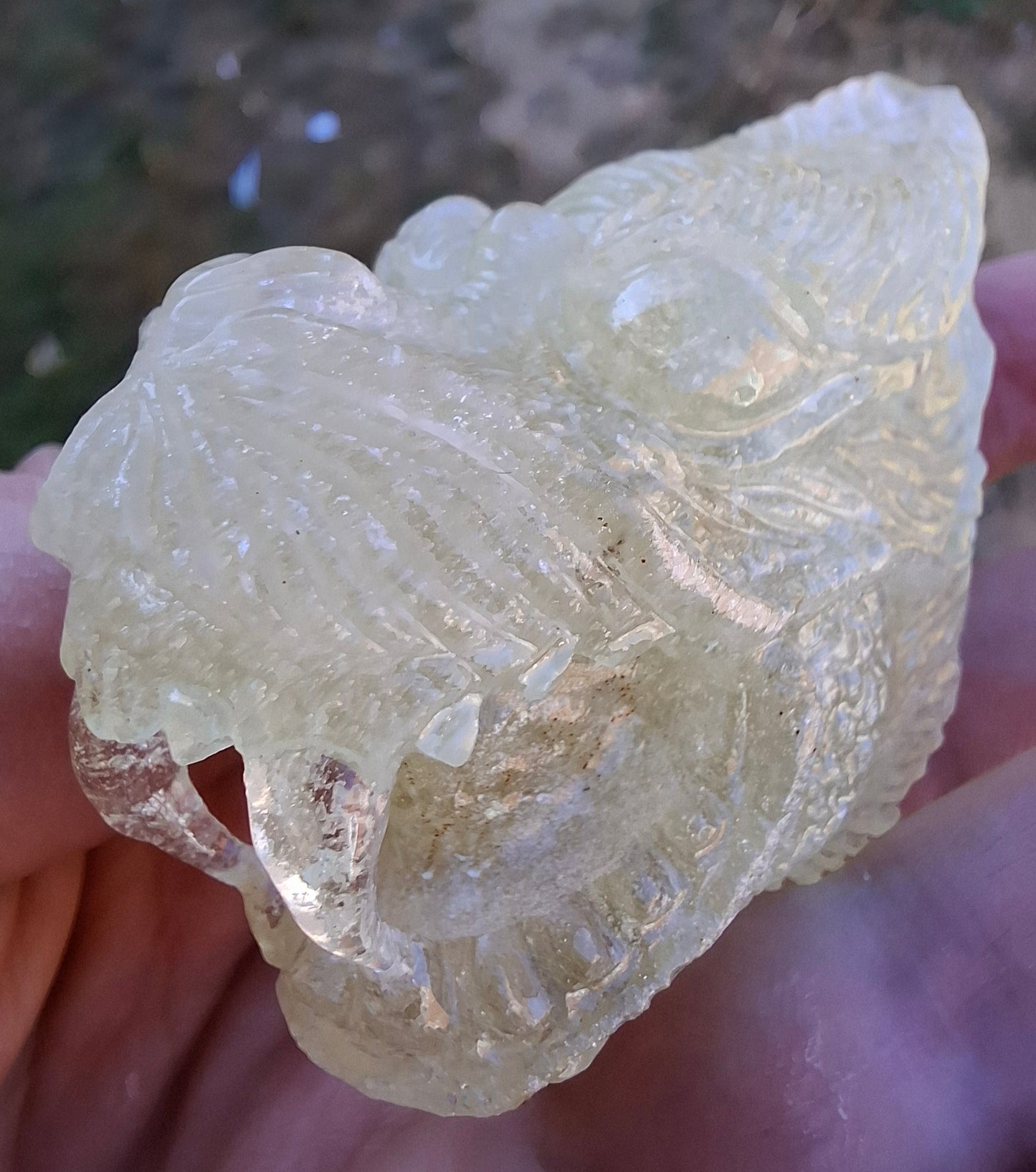 Libyan Desert Glass DRAGON HEAD Carving, 75.84g, Tektite (Ref: Dragon1)