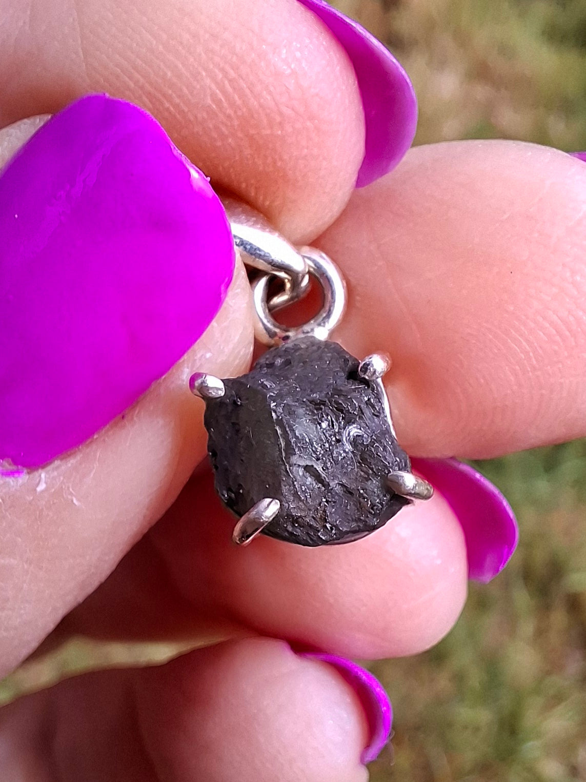 Moldavite Claw Pendant, 925 Silver, Tektite (Ref: P17)