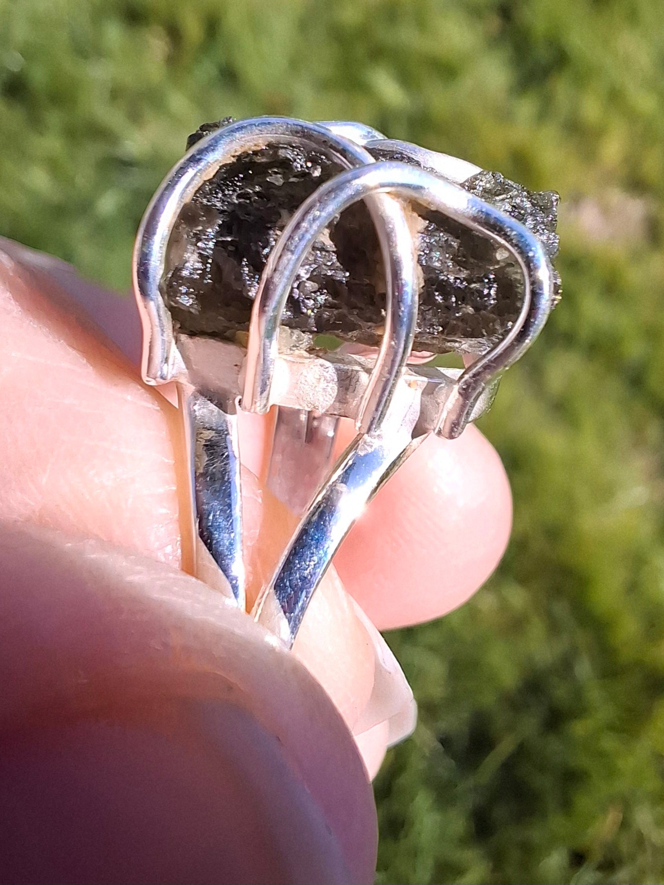 Moldavite Ring, size U, 925 Silver, Tektite (Ref: R14)
