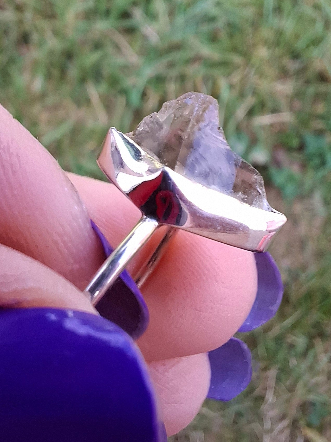 Libyan Desert Glass Ring, size Large O, 925 Silver, Tektite (Ref: LR21)