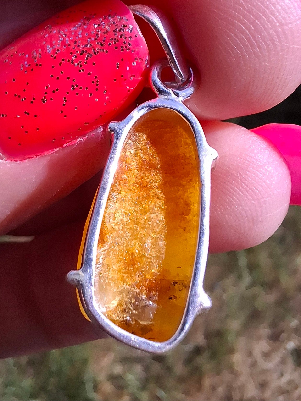 Baltic Amber Pendant, 925 Silver, Fossil (Ref: AP8)
