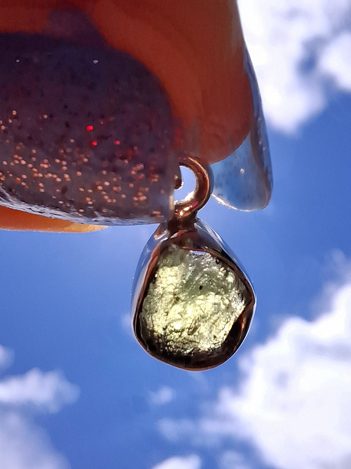 Moldavite Pendant, 925 Silver, Tektite (Ref: P78)