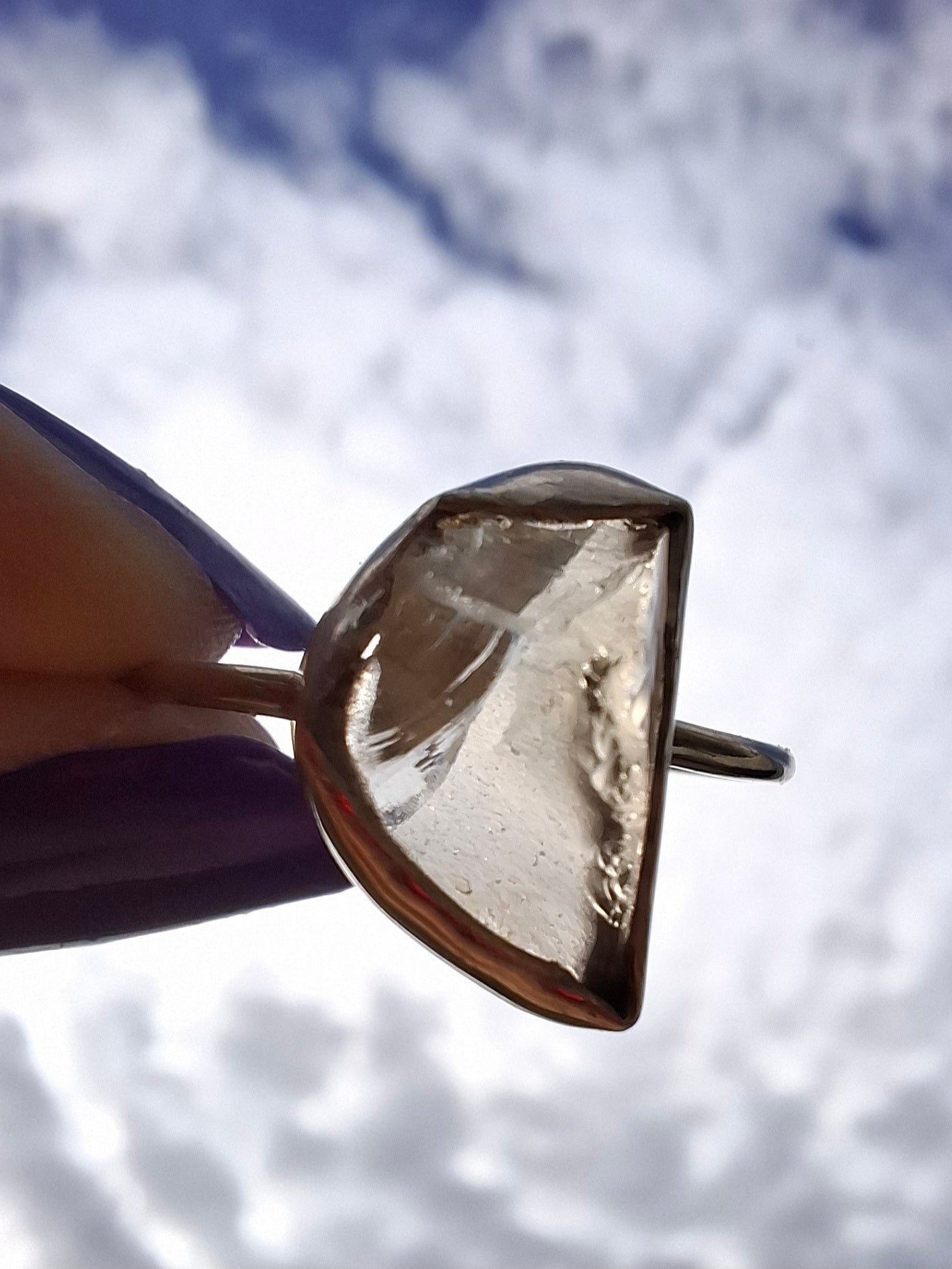 Libyan Desert Glass Ring, size W, 925 Silver, Tektite (Ref: LR61)
