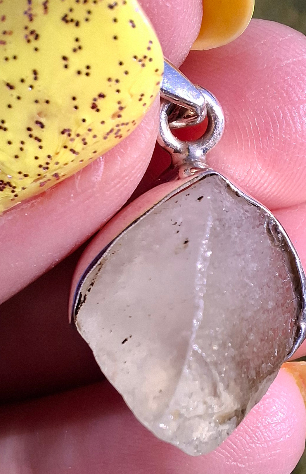 Libyan Desert Glass Pendant, 925 Silver, Tektite (Ref: LP104)
