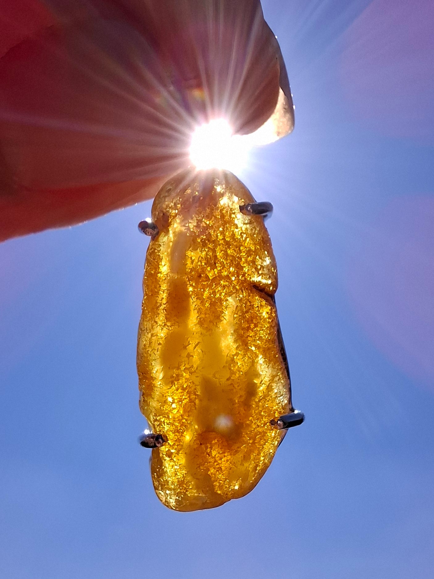 Baltic Amber Pendant, 925 Silver, Fossil (Ref: AP2)