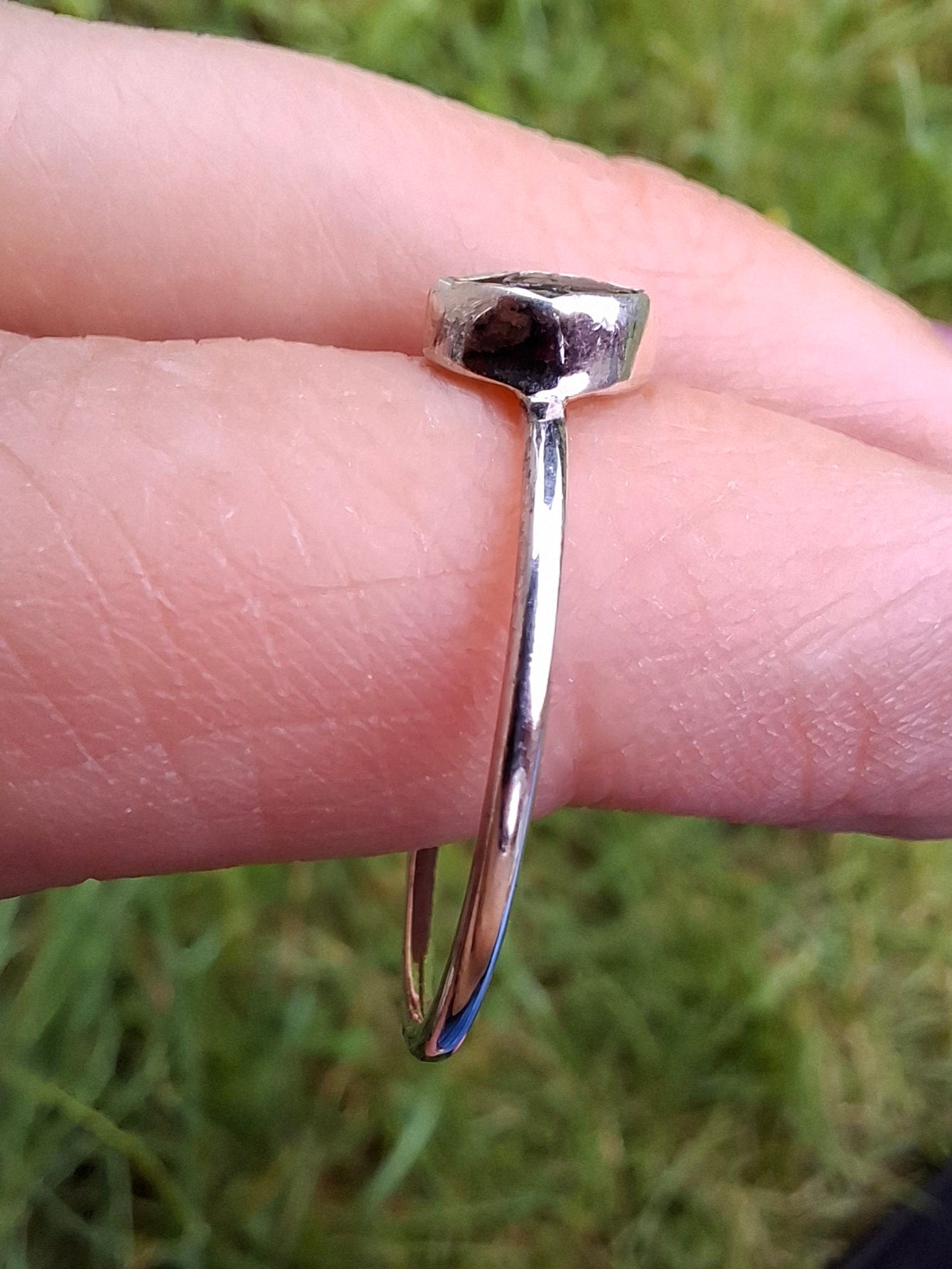 Moldavite Ring, size large T, 925 Silver, Tektite (Ref: R70)