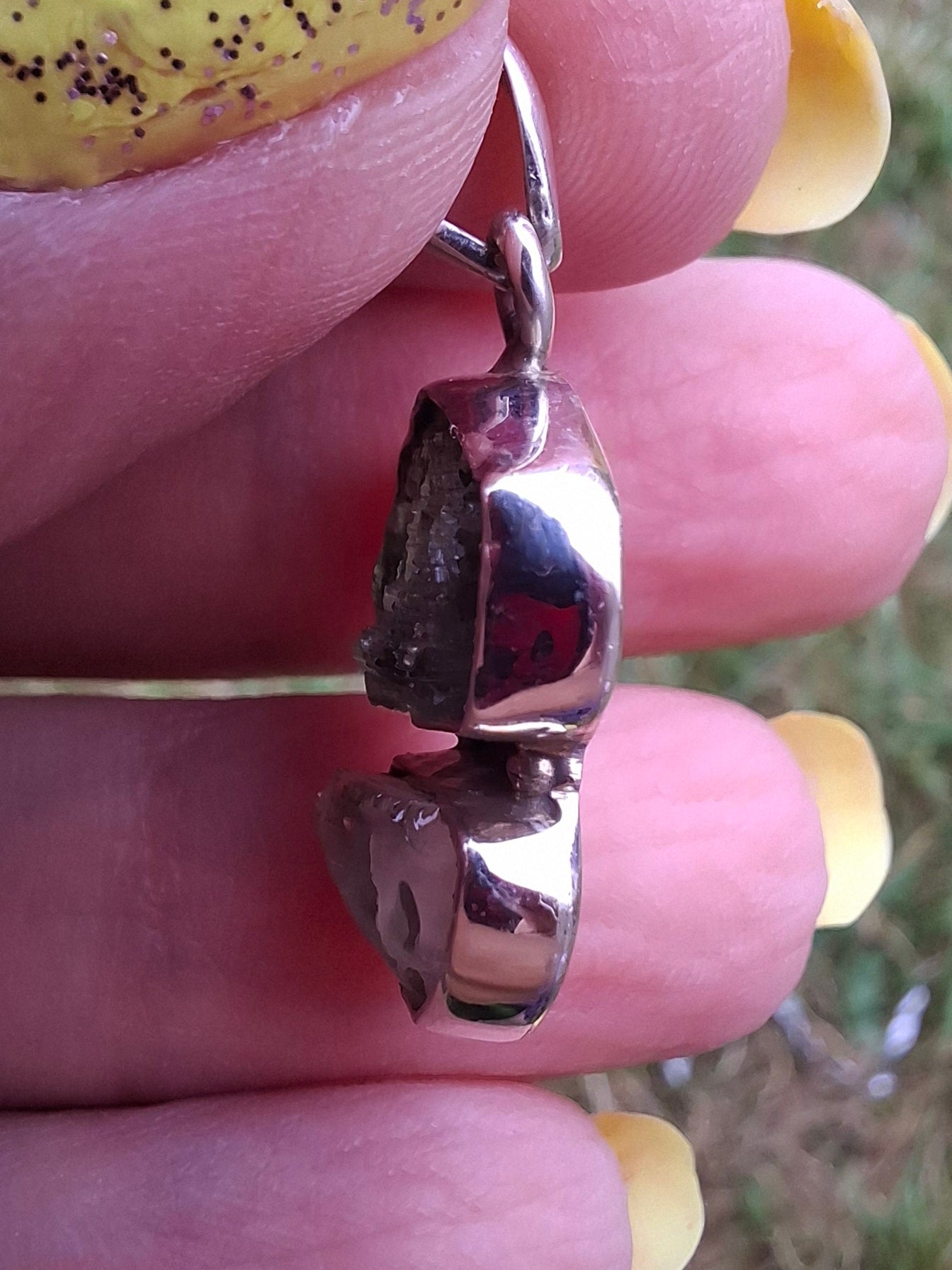 Moldavite & Libyan Desert Glass Pendant, 925 Silver, Tektite (Ref: MLP2)